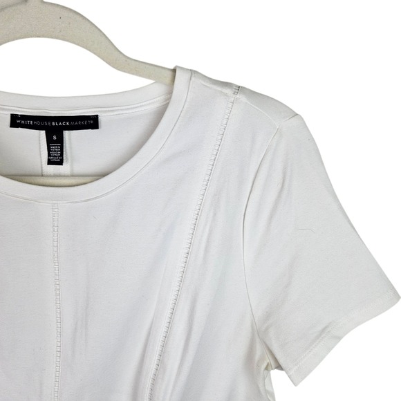 White House Black Market White Defined Waist Top Short Sleeve‎ Women's Size S - Picture 4 of 9